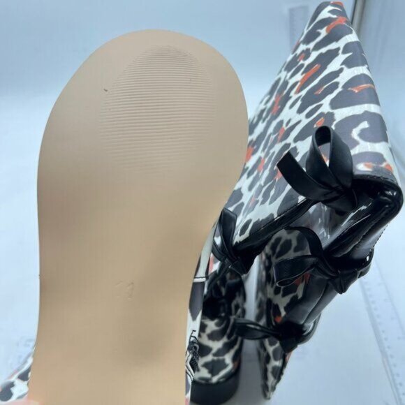 XYD Women Over The Knee Thigh High Leather Boots Chunky Heel Round Toe Leopard - Picture 6 of 8